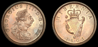 George III (1760-1820), Soho coinage, Restrike Proof Penny, 1805, in copper, edge plain, 13.46g/6h (S 6620). Carbon...