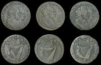 William and Mary (1691-1694), Halfpence (3), 1692, 1693, 1694 (S 6597) [3]. Fine or better	 £150-£200