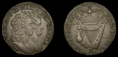 William and Mary (1691-1694), Halfpenny, 1694 (S 6597). Mis-shapen flan, and with a die flaw on reverse, otherwise...