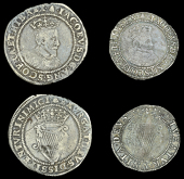 James I (1603-1625), First coinage, Shilling, Sixpence, both mm. bell, first bust, 4.29g/12h, 2.14g/8h (S 6512,...