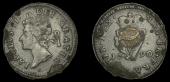 James II (1685-1691), Pewter coinage, Penny, 1690, type II, copper plug in centre, edge grained, 6.99g/12h (Timmins...