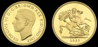 George VI (1936-1952), Proof Five Pounds, 1937 (WR 435; S 4074). Some light hairlining, otherwise virtually as...