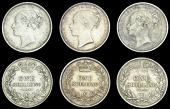 Victoria (1837-1901), Shillings (3), 1871 die 25, 1880, 1885 (ESC 3039, 3063, 3076 [1321, 1335a, 1345]; S 3906A,...