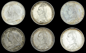 Victoria (1837-1901), Sixpences (6), 1887 Jubilee (2, different), 1889, 1891, 1893 old head, 1899 (ESC 3264, 3272,...