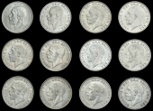 George V (1910-1936), Halfcrowns (12), 1928 (3, dies 1+B, 1+C, 2+B), 1929 (2, dies 1+D, 1+E), 1931, 1932, both dies...