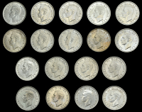 George VI (1936-1952), Halfcrowns (18), 1937 (2, one Proof), 1938-49 inclusive, 1950 (2, one Proof), 1951 (2, one...