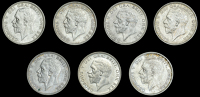 George V (1910-1936), Florins (7), 1928-31 inclusive, 1933, all dies 1+A, 1935, dies 1+B, 1936, dies 1+C (Davies...