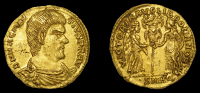 Roman Imperial Coinage, Magnentius, Solidus, Aquileia, c. 351-2, d n magnen tivs p f avg, bare-headed and draped...