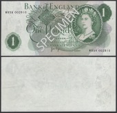 ERROR: Bank of England, John B. Page, £1, 1970, serial number W85H 002810, with completely blank reverse and fully...
