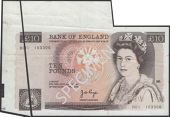 ERROR: Bank of England, John B. Page, £10, 1975, serial number H01 103306, with several errors, including an extra...