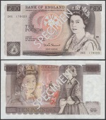 ERROR: Bank of England, David H. F. Somerset, £10, 1984, serial number 26E 179023, with complete ink transfer error...