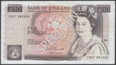 ERROR: Bank of England, David H. F. Somerset, £10, 1984, mismatched serial numbers CN37 282024 and CN37 281824,...