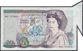 ERROR: Bank of England, David H. F. Somerset, £20, 15 November 1984, serial number 36A 372889, with shark fin/extra...