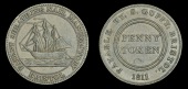 GLOUCESTERSHIRE, Bristol, Patent Sheathing Nail Manufactory, Samuel Guppy, Second issue, Penny, 1811, ship sailing...