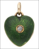 Sarah Bernhardt interest: An Edwardian enamel and diamond heart-shaped locket, the heart-shaped hinged locket...