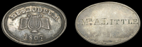 LONDON, Covent Garden, Museodeum, 1807, uniface oval silver, similar, back named (Mr A. Little), 36 x 25mm, 9.62g (W...