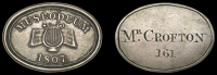 LONDON, Covent Garden, Museodeum, 1807, uniface oval silver, lyre in front of open music book, back named (Mr...