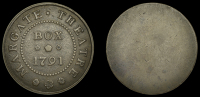 KENT, Margate, Margate Theatre, 1791, uniface brass, box, 35mm, 11.77g (W 463; D & W 37/395). Very fine,...