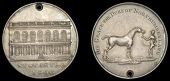 NORTHUMBERLAND, Newcastle-upon-Tyne, Newcastle Grand Stand, 1800, silver, unsigned, grandstand, rev. horse standing...