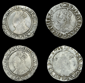 Elizabeth I (1558-1603), Sixth issue, Shillings (4), mm. A, 5.82g/8h, mm. escallop, reads elizb’, 5.28g/10h, mm....