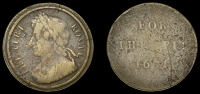 LONDON, Drury Lane, Theatre Royal, First Theatre, 1671, brass, unsigned [by J. Roettiers], bust of Charles II left,...