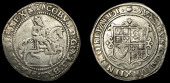 James I (1603-1625), Third coinage, Halfcrown, mm. thistle, ground line below horse, 14.68g/1h (N 2122; S 2666)....