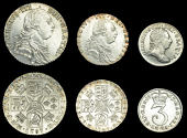 George III (1760-1820), Pre-1816 issues, Shilling, 1787, hearts (ESC 2129 [1225]; S 3746); Sixpence, 1787, hearts...