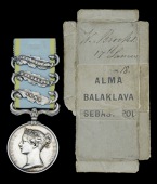 An emotive Crimea medal to Private Walter Brooks, 17th Lancers, who was killed in the charge of the Light Brigade at...