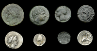 Greek Coinages, CAMPANIA, Neapolis, Didrachm, c. 300-275, head of nymph right, wearing broad headband, astragalos...