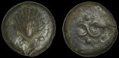 Roman Republican Coinage, Anonymous, Æs Grave Sextans, Rome, 280-276, scallop shell, two pellets below, rev....