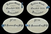 YORKSHIRE, Doncaster, oval ivory (2), Ladies Stand, Erected 1858, backs named (No. 37, J. Brown, Esq, MP; No. 38, J....