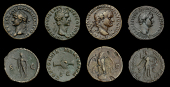Roman Imperial Coinage, Asses (4), Vespasian, Rome, 71, laureate bust right, rev. eagle standing front on globe,...