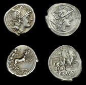 Roman Republican Coinage, Anonymous, Denarii (2), after c. 211, rev. Dioscuri galloping right, 3.97g (Craw. 53/2;...