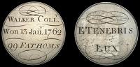 Walker Colliery, Northumberland, 1762, an engraved silver award medal, walker coll. won 13 jany. 1762 99 fathoms,...