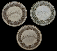Exhibition of Arts, Industries and Manufactures, Dublin, 1872, bronze award medals by J. Woodhouse (3), seated...