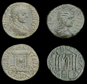 Roman Provincial Coinage, PHOENICIA, Berytus, Julia Domna, draped bust right, rev. tetrastyle temple, pellet in...