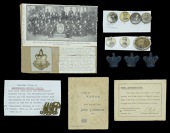 Boer War Insignia and Ephemera.
A metal shoulder title of the Mashonaland Mounted Police, a white metal cap badge...