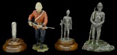 Model Soldier Figures.
A heavy cast white metal infantryman on ground c.1890 on duty but standing ‘at ease’...