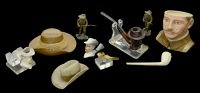 City of London Imperial Volunteers Commemorative Tobacco Jar, Pipes, and Inkwell.
The first in pottery in the form...