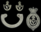Royal Elthorne Middlesex Militia Other Ranks Insignia c.1852-81.
All in white metal and comprising a scroll hat...