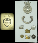 Royal East Middlesex Militia Insignia. 
Comprising a white metal glengarry badge, a Saxon crowned circle with the...