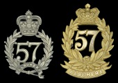 57th (West Middlesex) Regiment Officer’s Pagri and Glengarry Badges.
The first in die-cast silver plate displays...