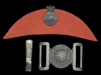 South Middlesex Rifle Volunteers Other Ranks Waist Belt Clasp, Hat Badge and HM Silver Cane Top.
The first in heavy...