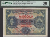 Banco Nacional Ultramarino, Angola, 20 Escudos, 1 January 1921, serial number 469504, in PMG holder 30, very fine,...