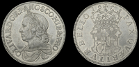 XVII: Copies of Cromwell Coins, Crown, 1658/7, in pewter, laureate bust left, rev. crowned shield, edge plain,...