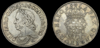 XVII: Copies of Cromwell Coins, Crown, 1658/7, laureate bust left, rev. crowned shield, edge lettered,...