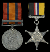 Pair: Private W. J. Spence, Kimberley Volunteer Regiment, who was taken Prisoner of War at Zoutlief on 16 September...