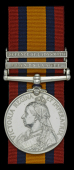 Queen’s South Africa 1899-1902, 2 clasps, Elandslaagte, Defence of Ladysmith (92599 Dvr: A. Bennett, 21st. Bty:...