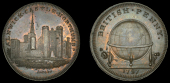 Northumberland, Alnwick, Skidmore’s Globe series, Penny, 1797, Alnwick Castle, rev. globe, edge i promise to pay...