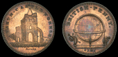Yorkshire, Yarm, Skidmore’s Globe series, Penny, 1797, remains of Yarm Castle, rev. globe, edge i promise to pay...
